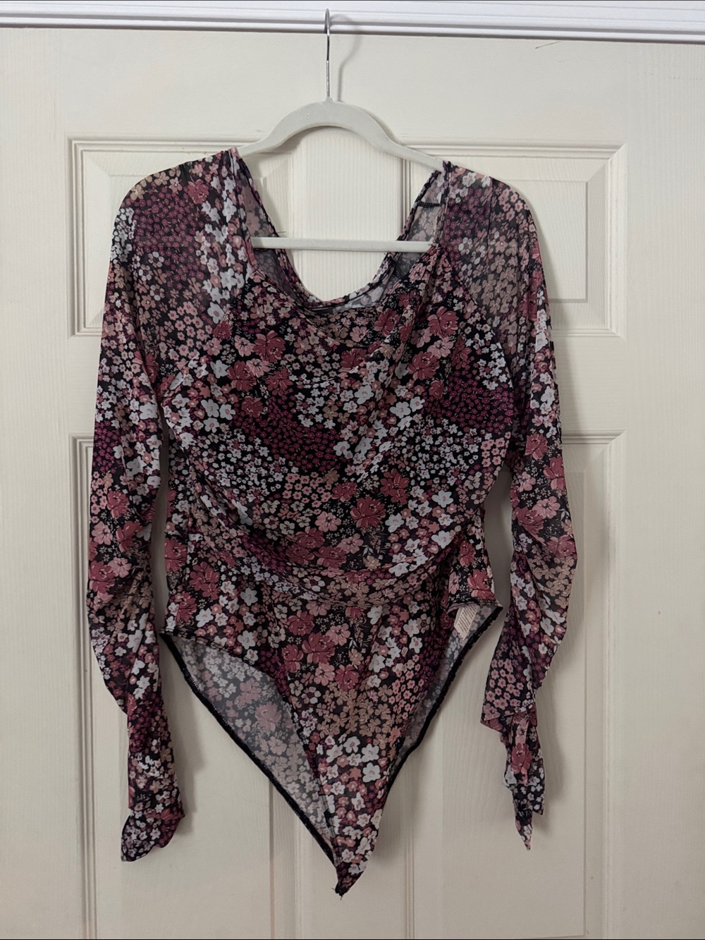Women’s Floral Mesh Long Sleeve Bodysuit in floral